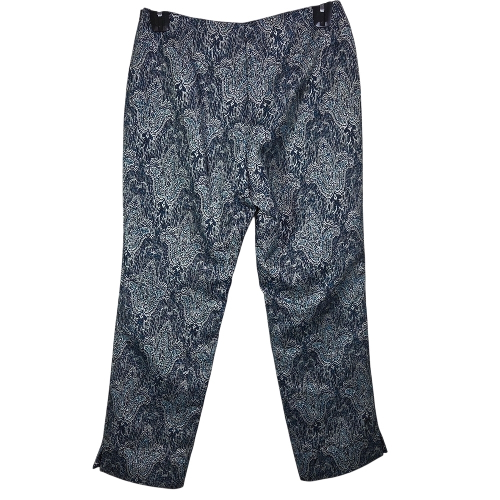 Oscar de la Renta Blue and Gray Paisley Straight Leg Pants Size 8 - Picture 5 of 7